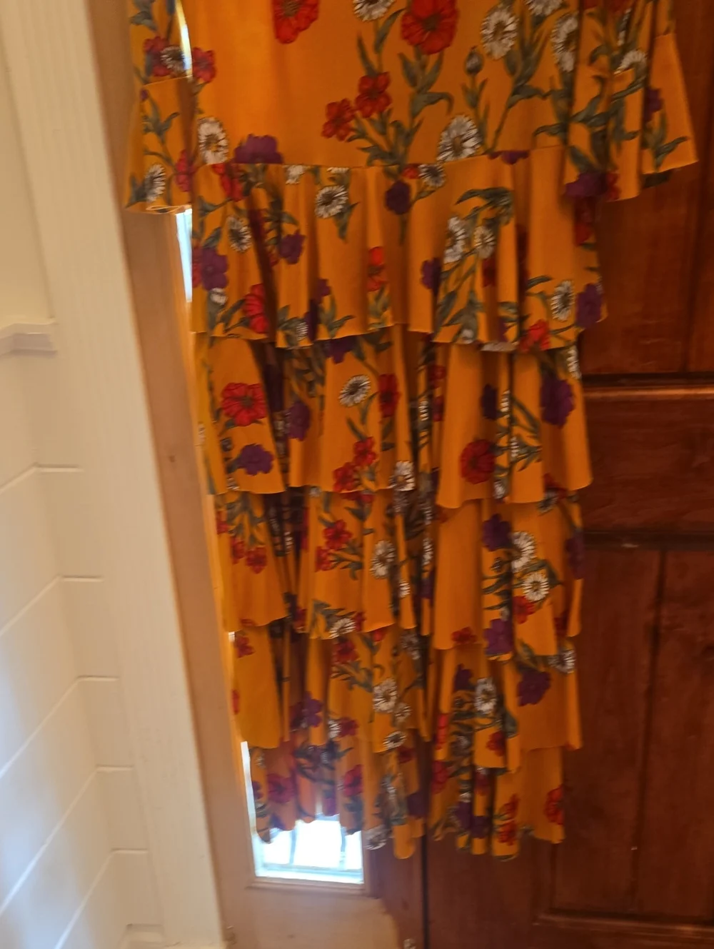 Avita Mustard Floral Scoop Neck Dress